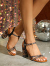 Vintage Chic: Comfortable Chunky Heel Ankle Strap Sandals in Brown