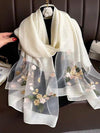 Chic Floral Embroidery Long Scarf - Versatile Accessory for Festivals, Parties, and Everyday Elegance