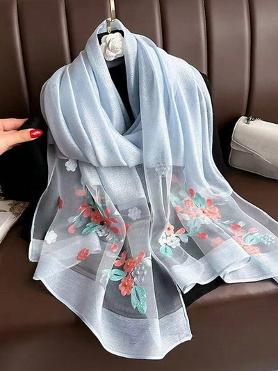 Chic Floral Embroidery Long Scarf - Versatile Accessory for Festivals, Parties, and Everyday Elegance