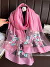 Chic Floral Embroidery Long Scarf - Versatile Accessory for Festivals, Parties, and Everyday Elegance