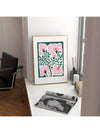 Vibrant Floral Wall Art Set - Modern Pink and Green Prints for Stylish Home Decor