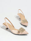 Sparkling Summer Style: Pointed Toe High Heel Shoes with Rhinestone Decoration in Light Pink