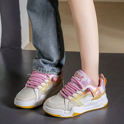 Chic and Comfy Color Block Leather Casual Shoes