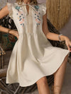 Floral Delight: Women's Embroidered Patchwork Lace Flutter Sleeve Dress