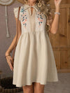 Floral Delight: Women's Embroidered Patchwork Lace Flutter Sleeve Dress