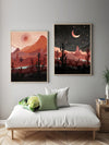 Featuring a stunning blend of bohemian and modern styles, our Day and Night Western Desert Landscape Canvas Poster Set is the perfect addition to your home decor. The abstract images of the sun and moon over the desert landscape provide a unique, artistic touch to any room.