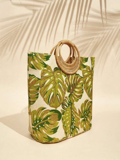 Chic Leaf Pattern Tote Bag for Your Fashionable Vacation