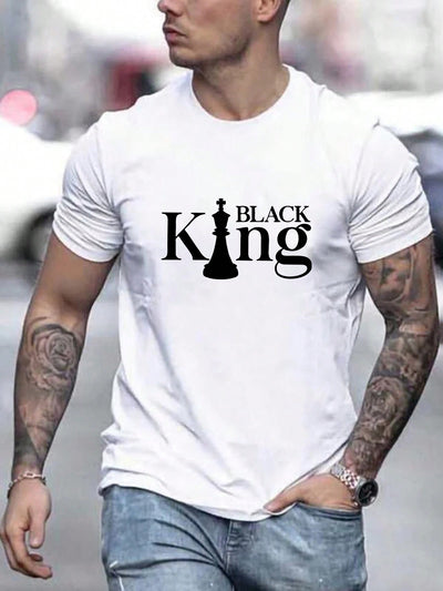 Men's Chic Chess Letter Printed Round Neck T-Shirt for Casual Commuting