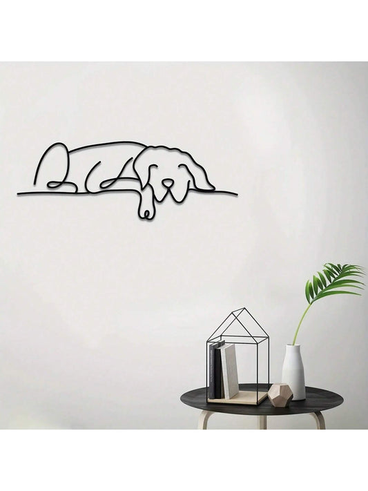 This minimalistic sleeping dog metal wall sign is the perfect gift for animal lovers. Made with high-quality materials, this sleek and stylish piece will add a touch of whimsy to any room. Show off your love for our furry friends while also elevating your home decor with this unique piece.