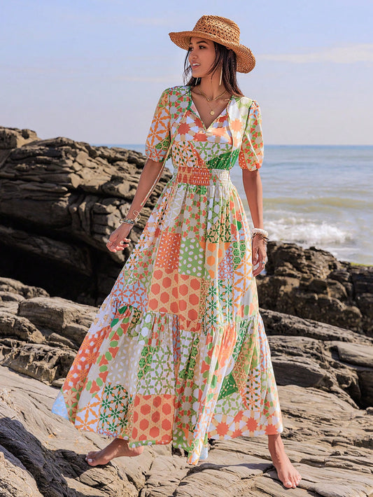 Effortlessly exude bohemian elegance with our Bohemian Bliss dress. Featuring a delicate floral pattern and printed design, this dress is perfect for your next vacation. With its lightweight fabric and comfortable fit, you can enjoy both style and comfort while exploring new destinations.