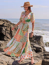 Bohemian Bliss: Floral Pattern Printed Women's Vacation Dress