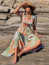 Bohemian Bliss: Floral Pattern Printed Women's Vacation Dress