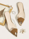 Glamorous Women's Flat Shoes: Half Sandals With Gold Powder and Transparent Splicing