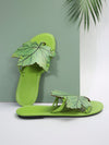 Summer New Arrival: French Retro Flat Flip Flops With Maple Leaf Print for Women