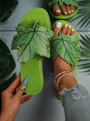 Summer New Arrival: French Retro Flat Flip Flops With Maple Leaf Print for Women