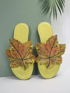 Summer New Arrival: French Retro Flat Flip Flops With Maple Leaf Print for Women