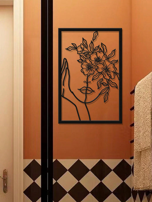 Enhance the romantic ambiance of your home with our Abstract Female Figure Line Metal Art Wall Decor. This stunning piece features a sleek and modern design, adding a touch of elegance to any room. Crafted with high-quality metal, it is both durable and eye-catching. Elevate your interior design with this unique and timeless addition.