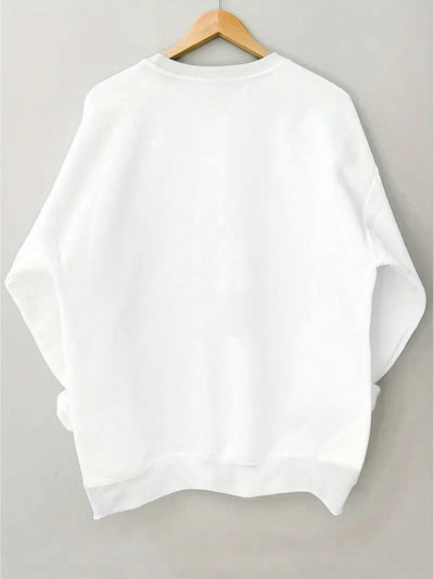 Essence of Comfort: Loose-Fit Round Neck Letter Print Sweatshirt