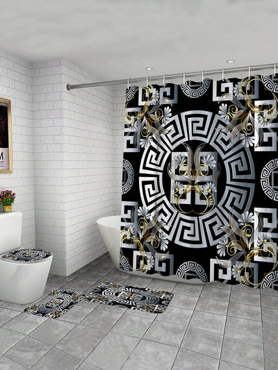 Bohemian Bliss Bathroom Set: Shower Curtain, Anti-Slip Mat, and More