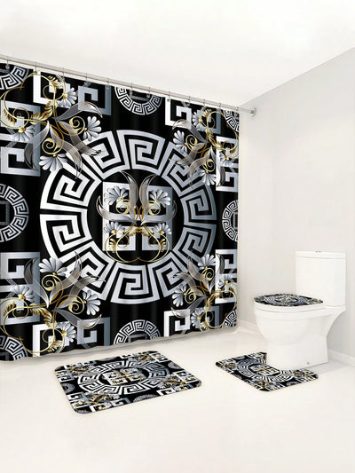 Bohemian Bliss Bathroom Set: Shower Curtain, Anti-Slip Mat, and More