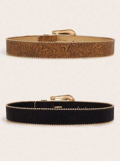 Western Charm: 2pc Cowgirl Style Beaded Belts for Daily Use