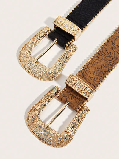 Western Charm: 2pc Cowgirl Style Beaded Belts for Daily Use