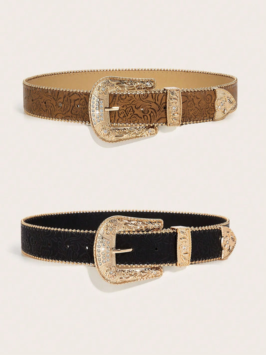 Western Charm: 2pc Cowgirl Style Beaded Belts for Daily Use