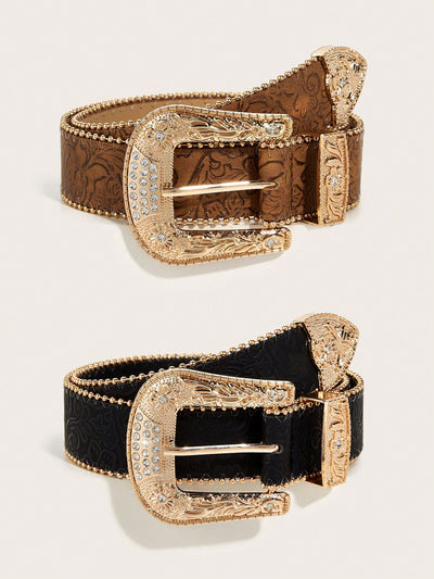 Western Charm: 2pc Cowgirl Style Beaded Belts for Daily Use