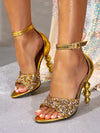 Summer Princess: Irregular Heel Rhinestone High Heel Sandals