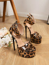 Fierce & Fabulous: Women's Waterproof Leopard Print Color Block High Heel Sandals