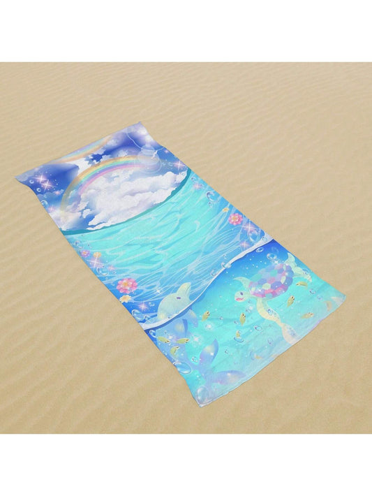 Rainbow Bliss Microfiber Beach Towel: Sun Protection for Men and Women
