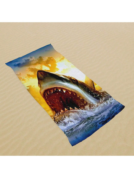 Sun Protection Shark Beach Towel: Soft, Absorbent Microfiber for Men and Women