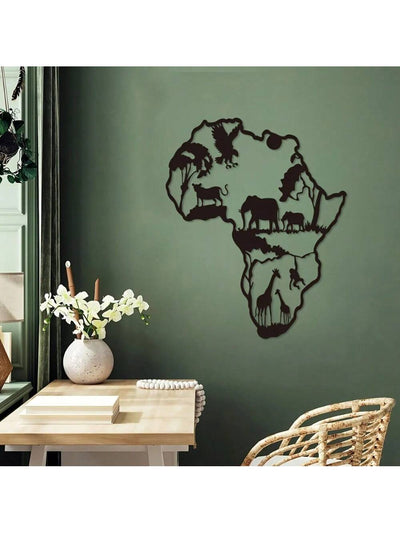 Wilderness Wanderlust Black Animal Map Iron Wall Decoration - Perfect for Any Room or Outdoor Space