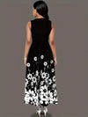 Blooming Elegance: Lady Floral Printed Dress with Slanted Pockets