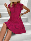 Geometric Summer Chic: Women's Tie Collar Ruffle Hem Dress