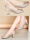 2024 Summer Glam: Rhinestone Peep Toe High Heel Sandals for Fashionable Moms