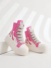 Designer Goth Punk Rock Pink Platform Ankle Boots for Women