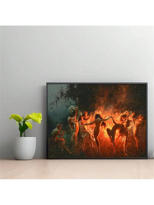 Dancing Nymphs Canvas Poster: A Fiery Addition to Your Home Decor