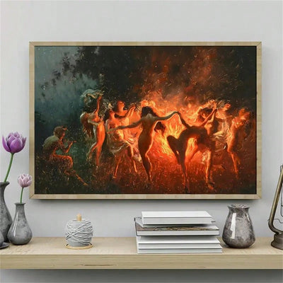 Dancing Nymphs Canvas Poster: A Fiery Addition to Your Home Decor