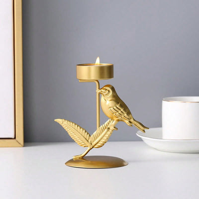 Chic Iron Art Bird-Shaped Candle Holder for Home Decor