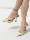 Chic Dual-Color Pointed Toe High Heel Pumps - Elegant Open Heel Design for Parties & Special Occasions