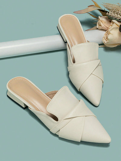 Summer Chic: Women's Soft Pointed Toe Slip-On Mules with Thick Heel