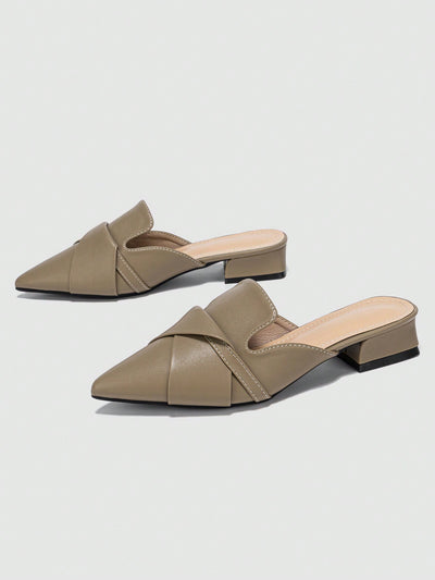 Summer Chic: Women's Soft Pointed Toe Slip-On Mules with Thick Heel