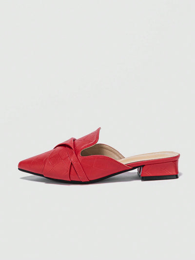 Summer Chic: Women's Soft Pointed Toe Slip-On Mules with Thick Heel