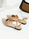 Chic Pointed-Toe Patent Leather Flat Sandals with Rivet Detailing and Buckle Strap