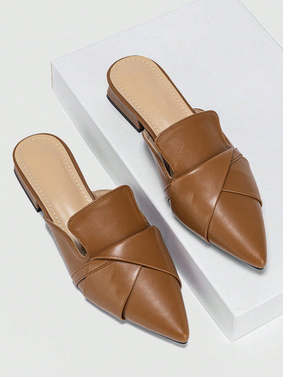 Summer Chic: Women's Soft Pointed Toe Slip-On Mules with Thick Heel