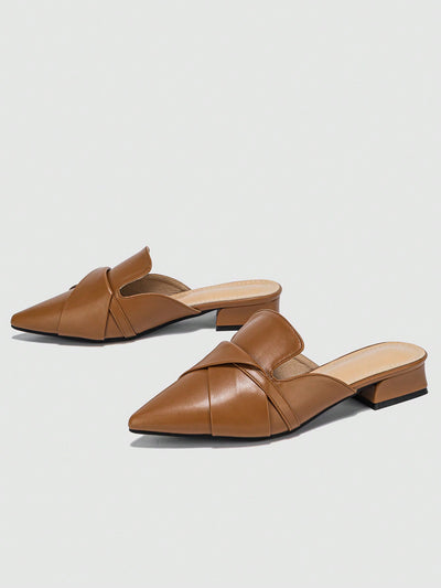 Summer Chic: Women's Soft Pointed Toe Slip-On Mules with Thick Heel