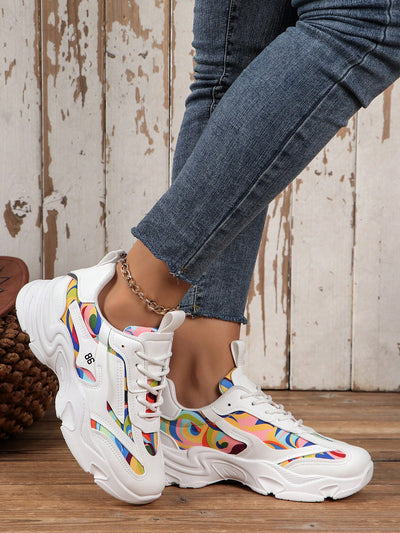 Step Up Your Style with our New Arrival Round Toe Thick Sole Lace-Up Sneakers