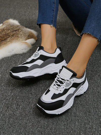 Step Up Your Style with our New Arrival Round Toe Thick Sole Lace-Up Sneakers