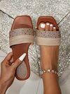 Golden Braided Bliss: Stylish and Comfortable Flat Sandals with Woven Bag